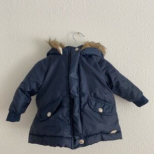 7 For All Mankind Navy Kids Jacket with Faux Fur Hood